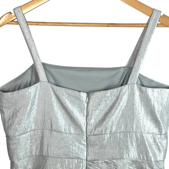 Davids Bridal Silver Tiered Ruffle Cocktail Dress 14 Mother of Bride - Picture 8 of 13